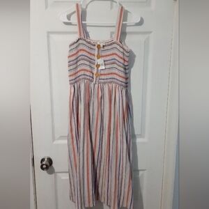 Colorful Striped Asymmetrical Smocked Dress